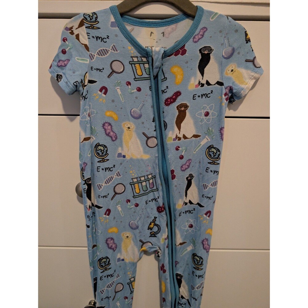 Popoki Bamboo Science Labs Short Sleeve Romper Zippy 12-18 - Picture 2 of 5